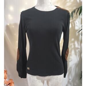 Lauren Ralph Lauren Jeans Co Faux Suede Elbow Patch Zip Shoulder Top Size M